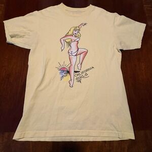 Lil Peep California Girls T-Shirt Yellow Pin-Up Tattoo Art Official Merch M